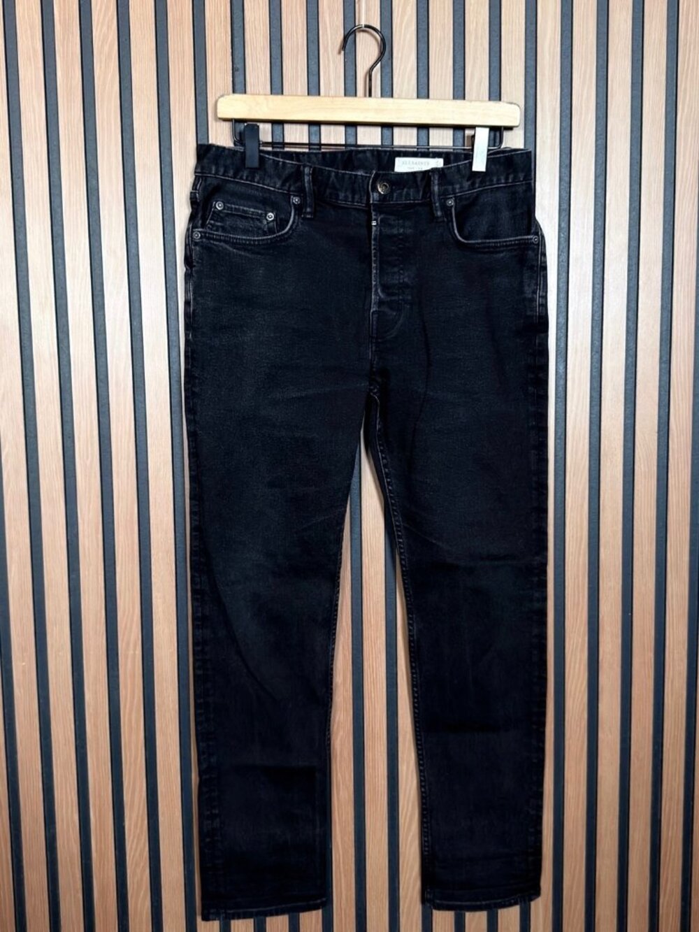 AllSaints Dean Jeans 30 Womens Black Denim Mid Rise Rigid Stretch